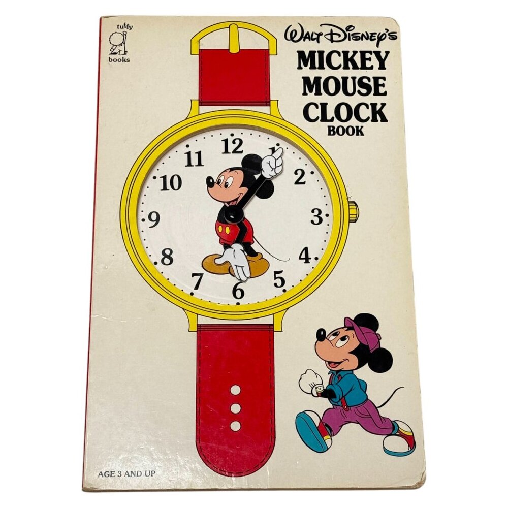 Walt Disneys Mickey Mouse Clock Working Hands Board Book‎ Vintage 1988